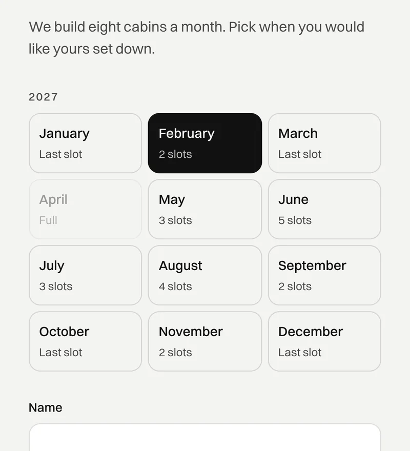 SKJUL, Free slots by month