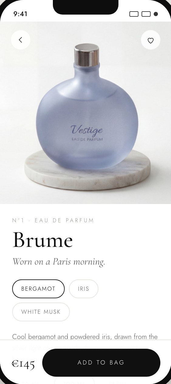 VESTIGE app — fragrance