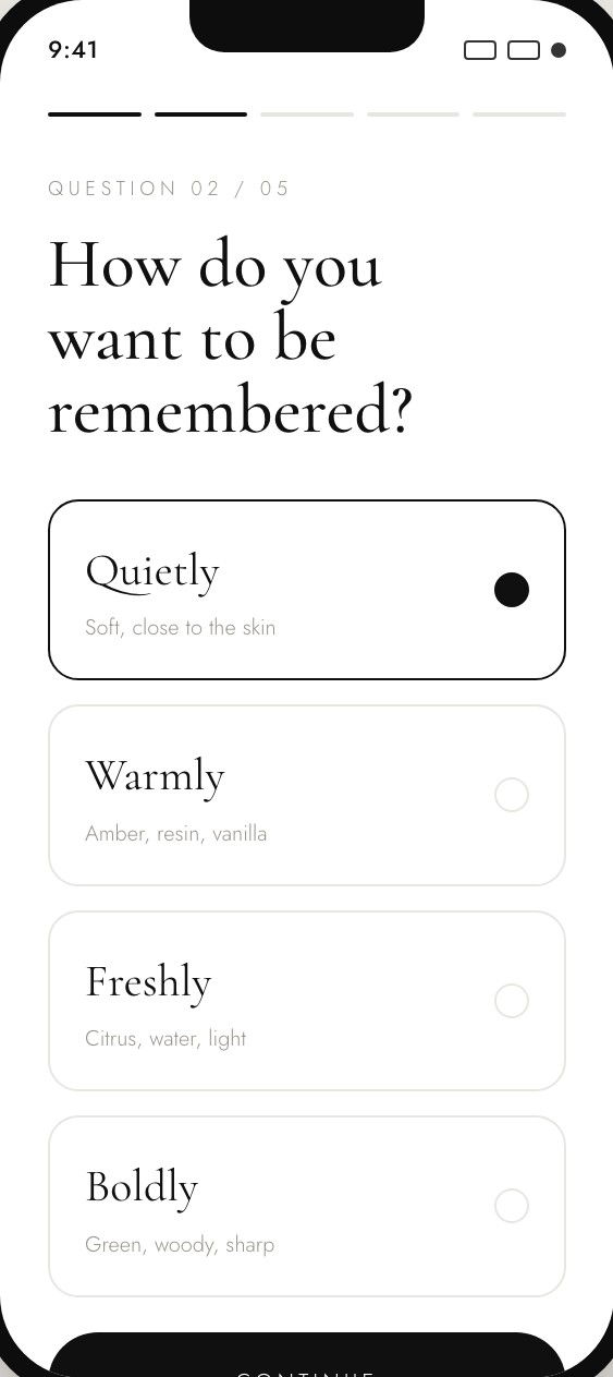 VESTIGE app — scent-finder