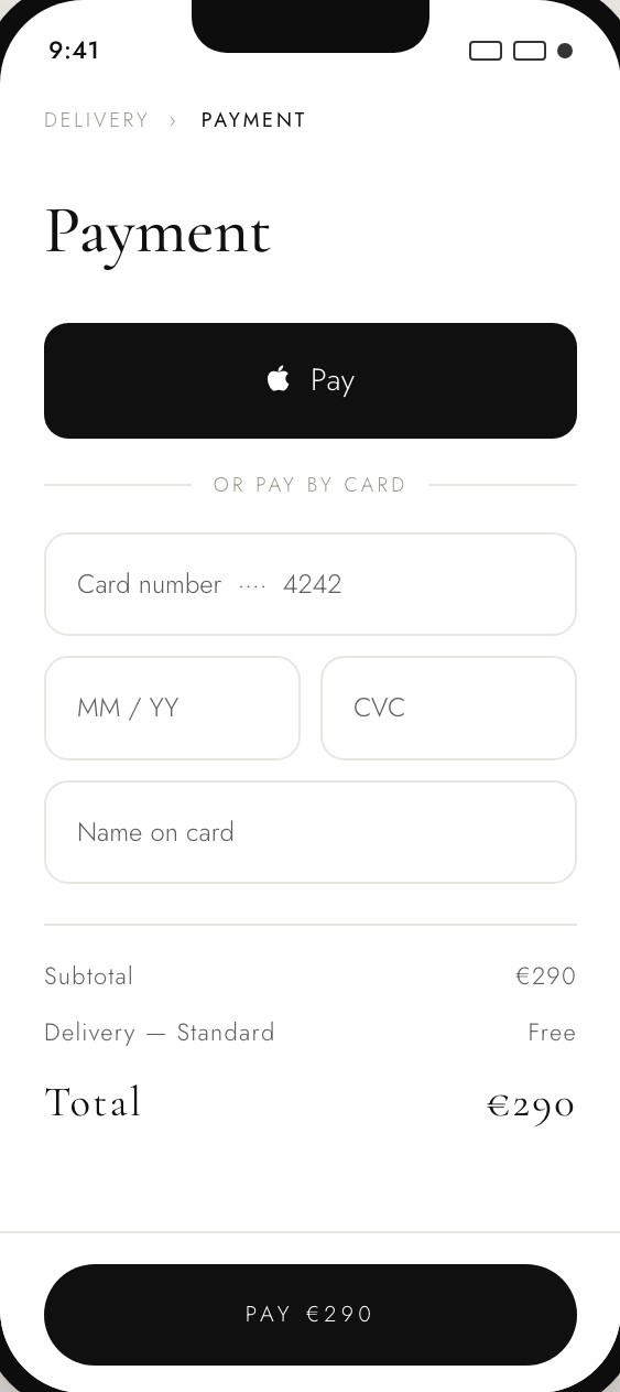 VESTIGE app — payment