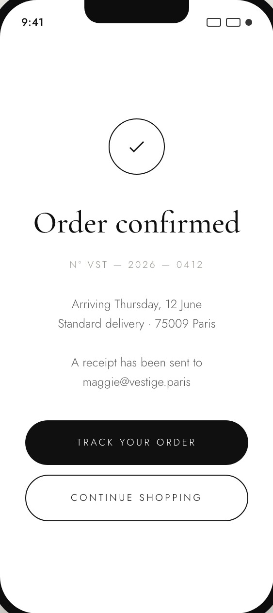 VESTIGE app — confirmed